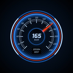Realistic vector car speedometer interface