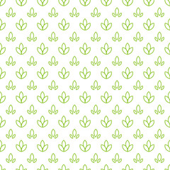 Simple seamless organic wallpaper with a pattern of nature green leaf in a linear, minimal style. Good for nature wallpaper, nature packaging, nature invitations, minimal background, scrap-booking