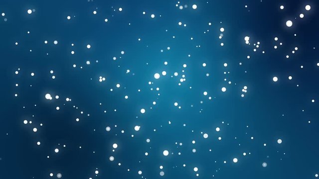 Night sky full of stars animation made of sparkly light dot particles moving across a blue teal gradient background.