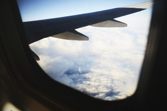 Wing of plane in the air