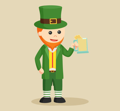 leprechaun holding wine vector illustration design