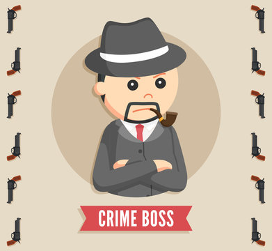 crime boss in circle logo