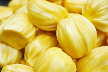 tropical, exotic, delicious, yellow jackfruit close up shot