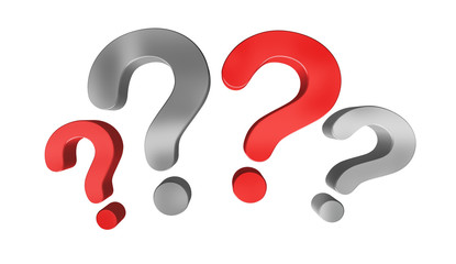 Red and grey question marks 3D rendering