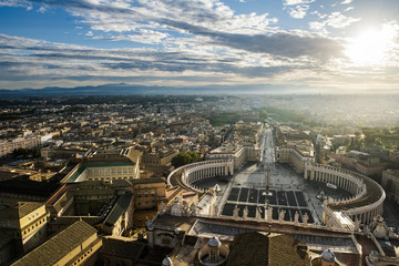 Fototapeta na wymiar Rome - view from San Pietro Basilica dome.