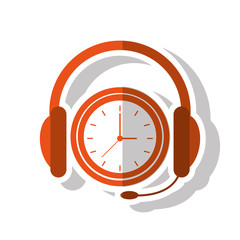 Headphone and clock icon. Call center technical service and online support theme. Isolated design. Vector illustration