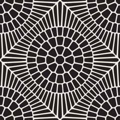 Vector Seamless Black and White Rounded Lace Ornamental Pattern