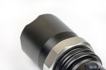 Black police torchlight over white background