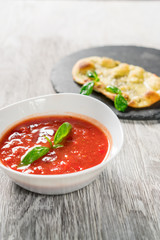 Spanish cold tomato based soup gazpacho.