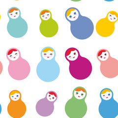 Russian dolls matryoshka on white background, pastel colors. Can be used for fabric, site background, wrapping paper, scrapbooking. Vector