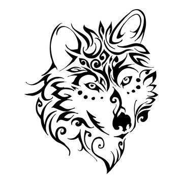 wolf head tribal tattoo vector