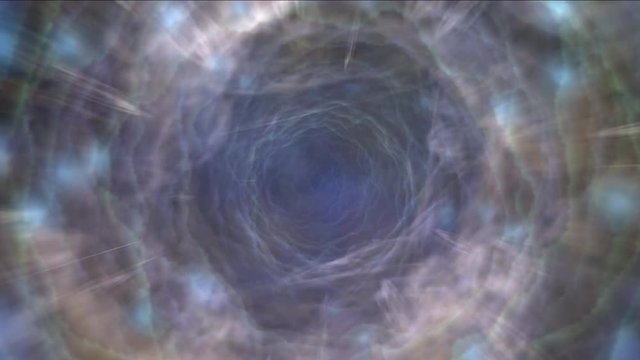 Wormhole or Black hole in space. Tunnel of space-time. Illustration