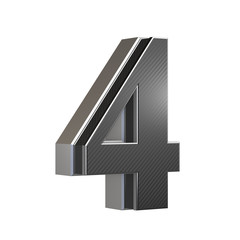 Number 4 - steel and carbon extruded number isolated on white background