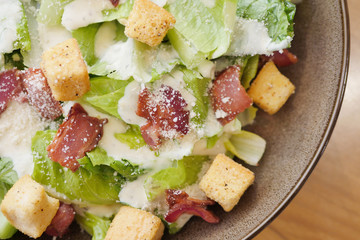 salad with bacon, cheese and dressing