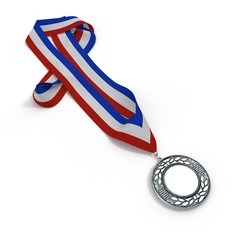 Silver medal isolated on white. 3D illustration