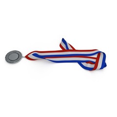 Silver medal isolated on white. 3D illustration