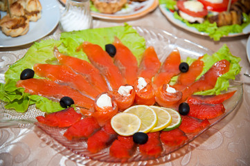 Festive well-laid table with food and drink
