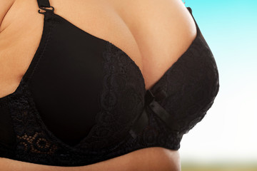 Woman's breast in bra.