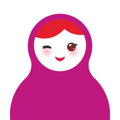 Russian dolls matryoshka on white background, violet colors. Vector