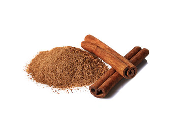 cinnamon over white background