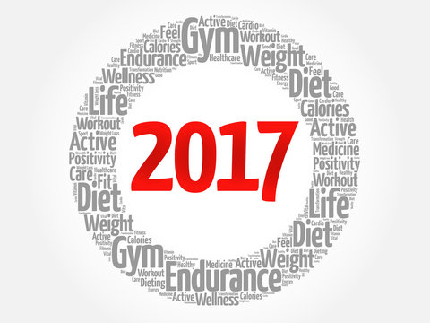 2017 word cloud collage, health concept background