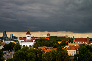 Heavy dark cloud over Vilnius, Lithuania