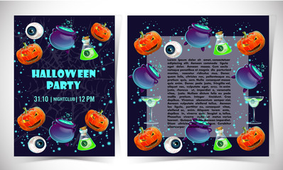 Halloween party poster.Halloween flyer,Vector illustration.trick or treat