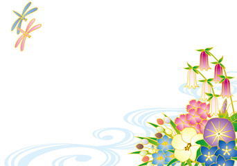 夏から初秋の花の背景素材　和柄 © hiro