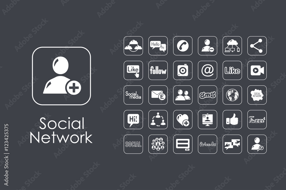 Canvas Prints set of social network simple icons