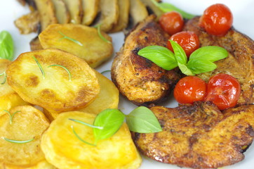 fried meat and chips