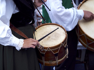 Woman playing the drum