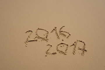  2016 and 2017 year on the sand beach