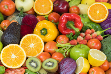 Naklejka na ściany i meble Preparation fresh fruits and vegetables for healthy