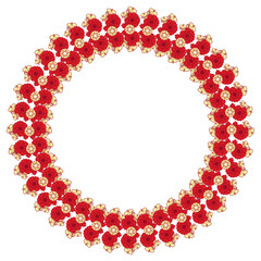 Beautiful round frame with blue decorative flowers.