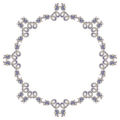 Beautiful round frame with blue decorative flowers.