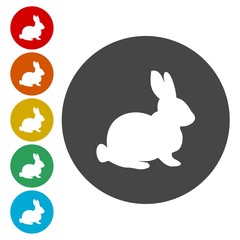 Rabbit Farm Animal Silhouette Icon Flat Vector Illustration 