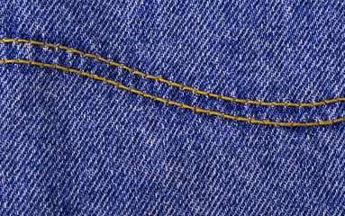 Blue jeans texture fragment closeup