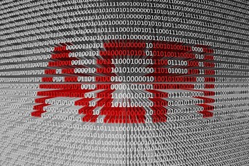 ACPI in the form of binary code, 3D illustration