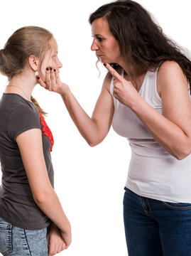 Mother shouting at her teenage daughter