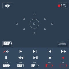 Focusing screen of the camera. Vector viewfinder and video icons