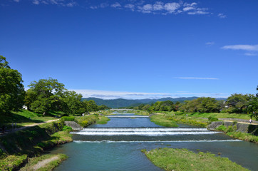 賀茂川　葵橋から北山を望む
Kamo river, Kyoto Japan
