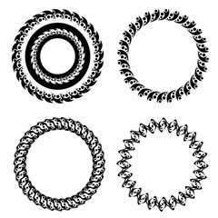 Set black round frame with abstract pattern. 