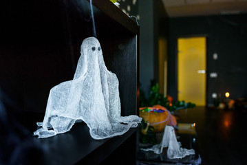 Halloween ghost decoration at stylized party