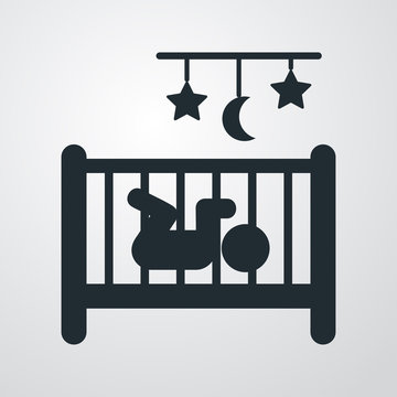 Icono plano beb&eacute; en cuna fondo degradado