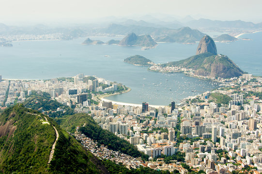 Panorama of Botafogo Bay and Sugar Loaf Mountain, Rio De Janeiro, Brazil