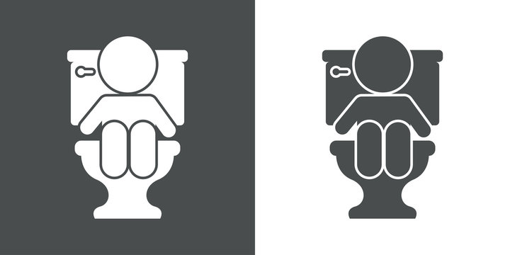 Icono plano beb&eacute; sentado en WC gris