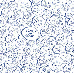 Naklejka premium Doodle halloween set of pumpkins