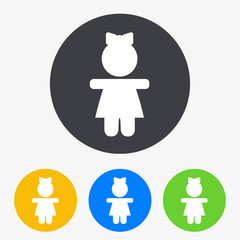 Icono plano niña en circulo varios colores