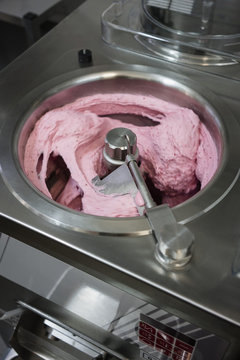 High angle view of ice cream in machine at shop