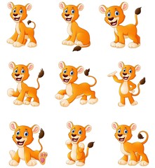 Naklejka premium Lion cartoon set collection